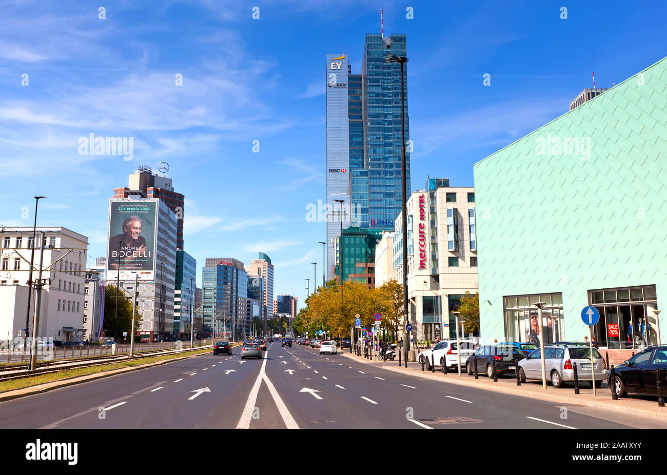 Fotos in der Hauptstadt von Polen Warschau auf einem hellen, sonnigen Tag im August getroffen Stockfoto