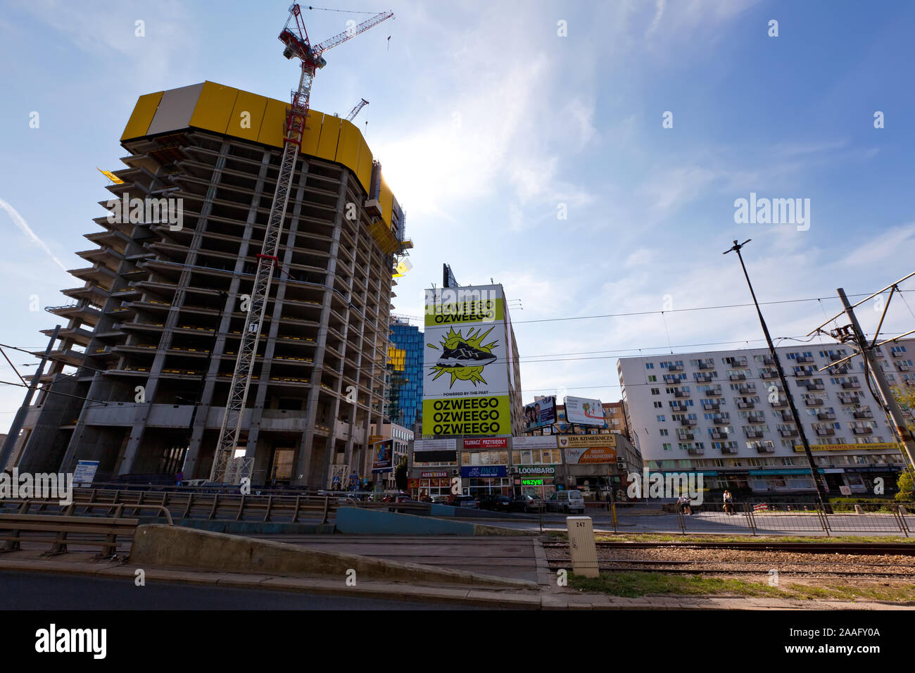Fotos in der Hauptstadt von Polen Warschau auf einem hellen, sonnigen Tag im August getroffen Stockfoto