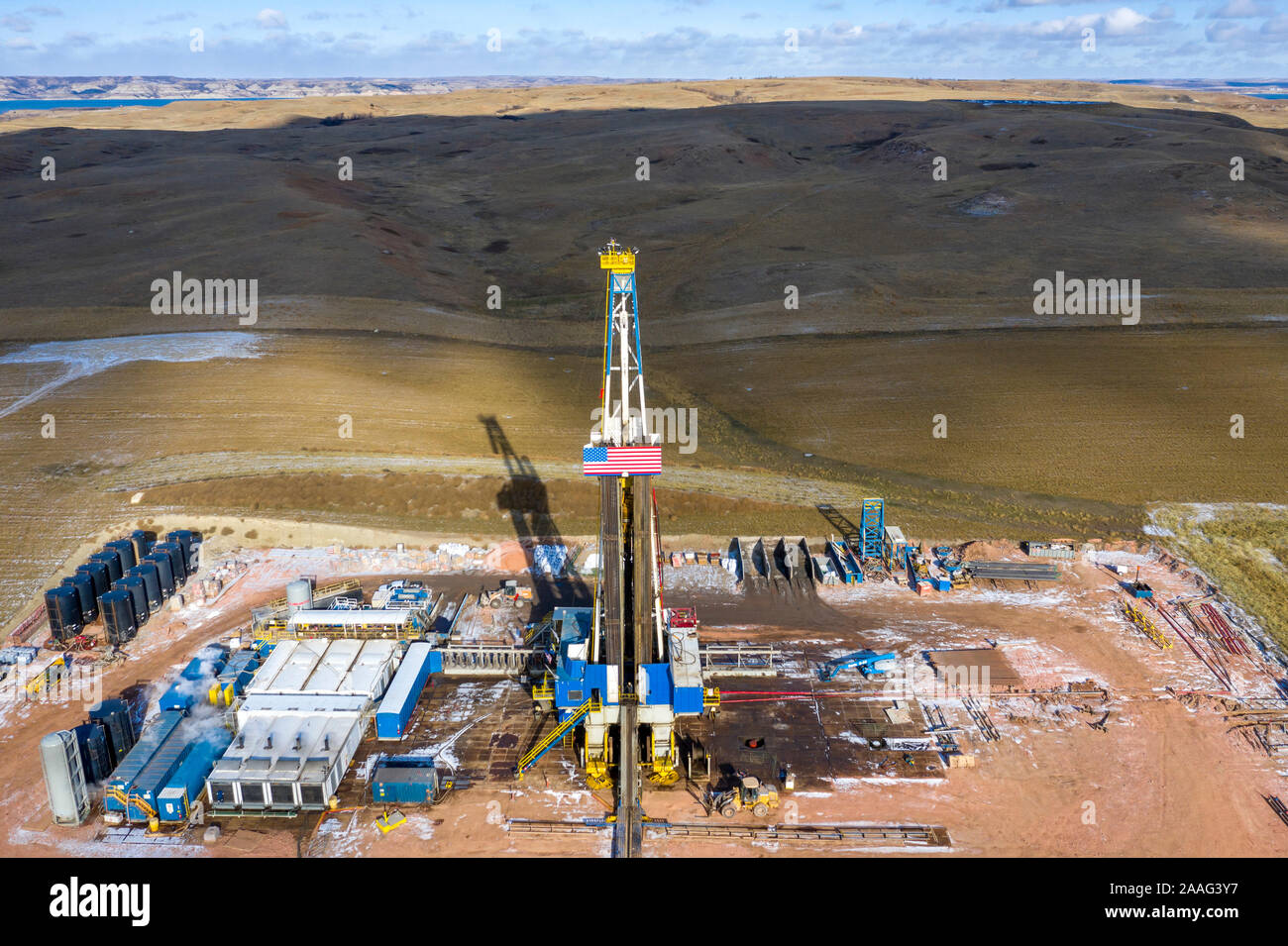 Watford Stadt, North Dakota - Öl-Produktion in der Bakken Shale Formation. Stockfoto