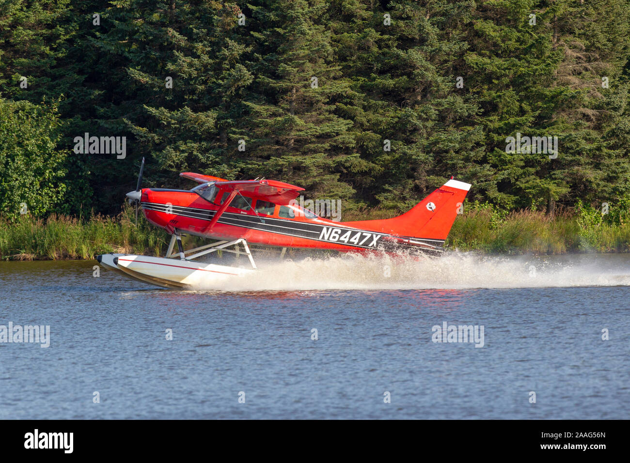 Wasserflugzeug auf Beluga Lake in Homer, Alaska. Kenai Halbinsel Stockfoto