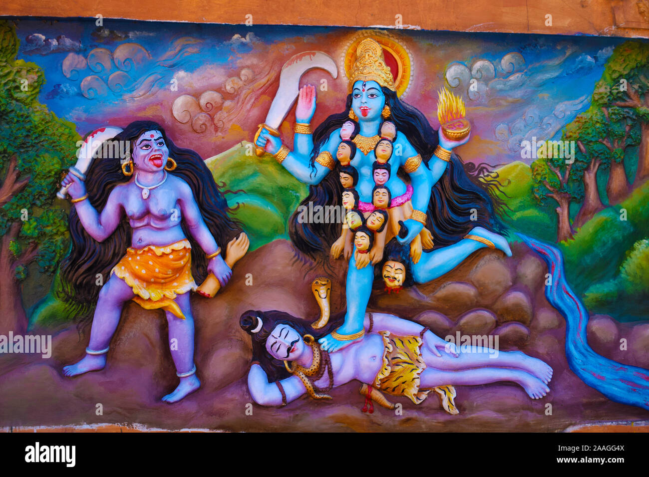 Wütende Göttin Maa Kali, Jagannath Tempel, Böckstiegel, Assam, Indien Stockfoto