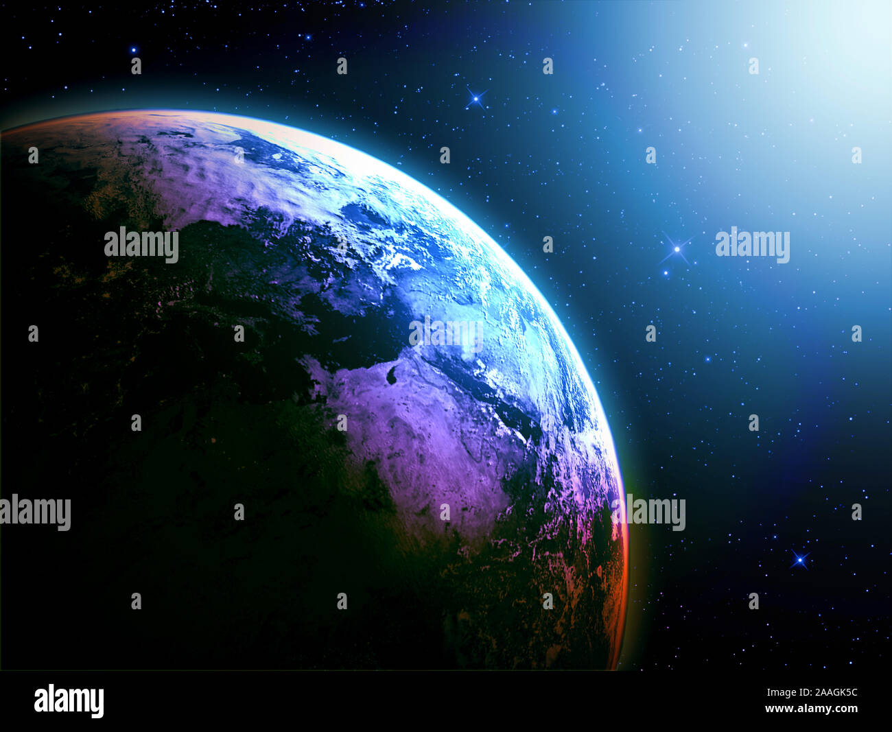 Erde gesehen vom Weltraum aus, 3D-Rendering des Planeten Erde, Elemente dieses Bild von der NASA zur Verfügung gestellt Stockfoto