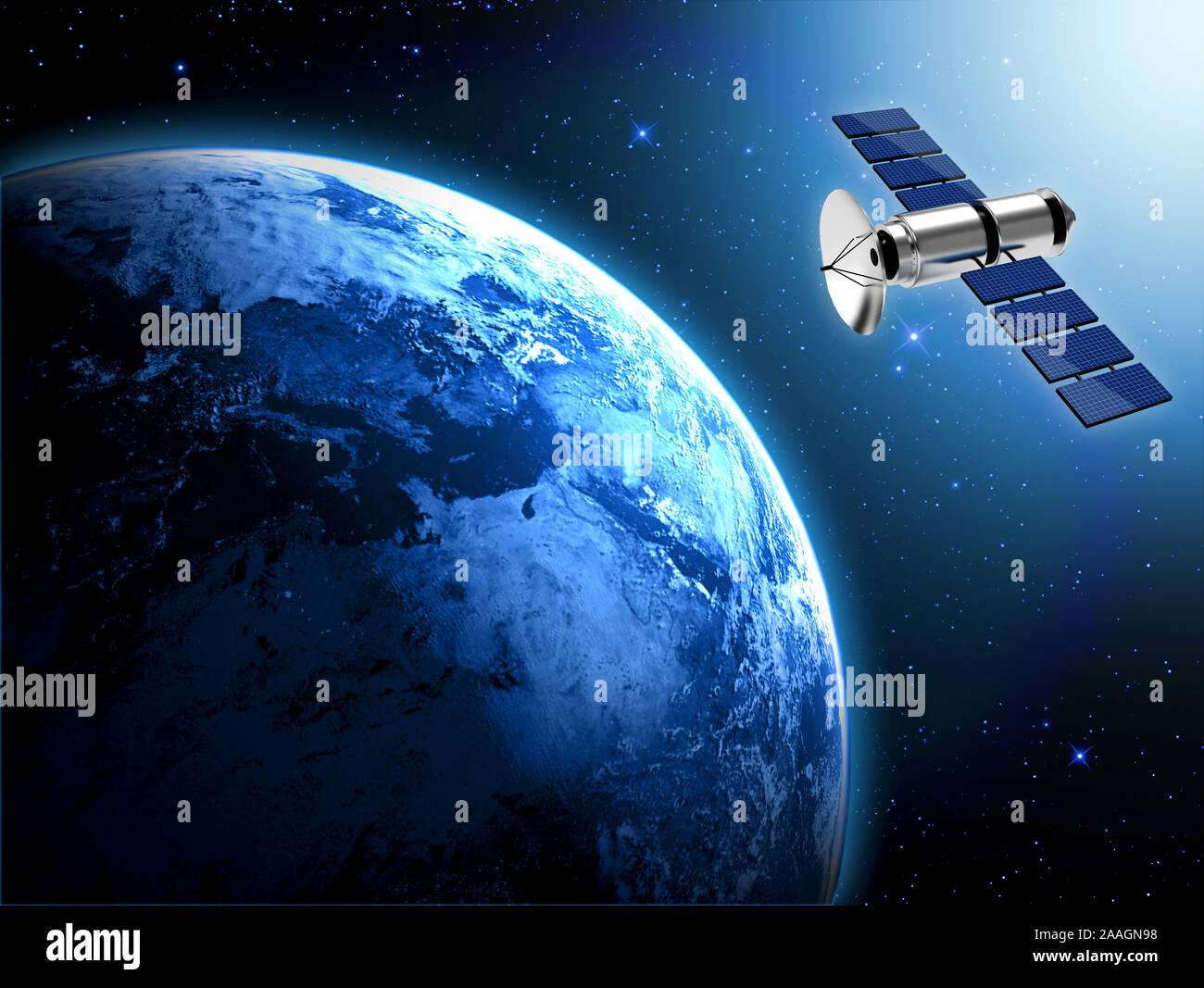 Erde - Planet und Satelliten aus dem Weltraum Stockfoto