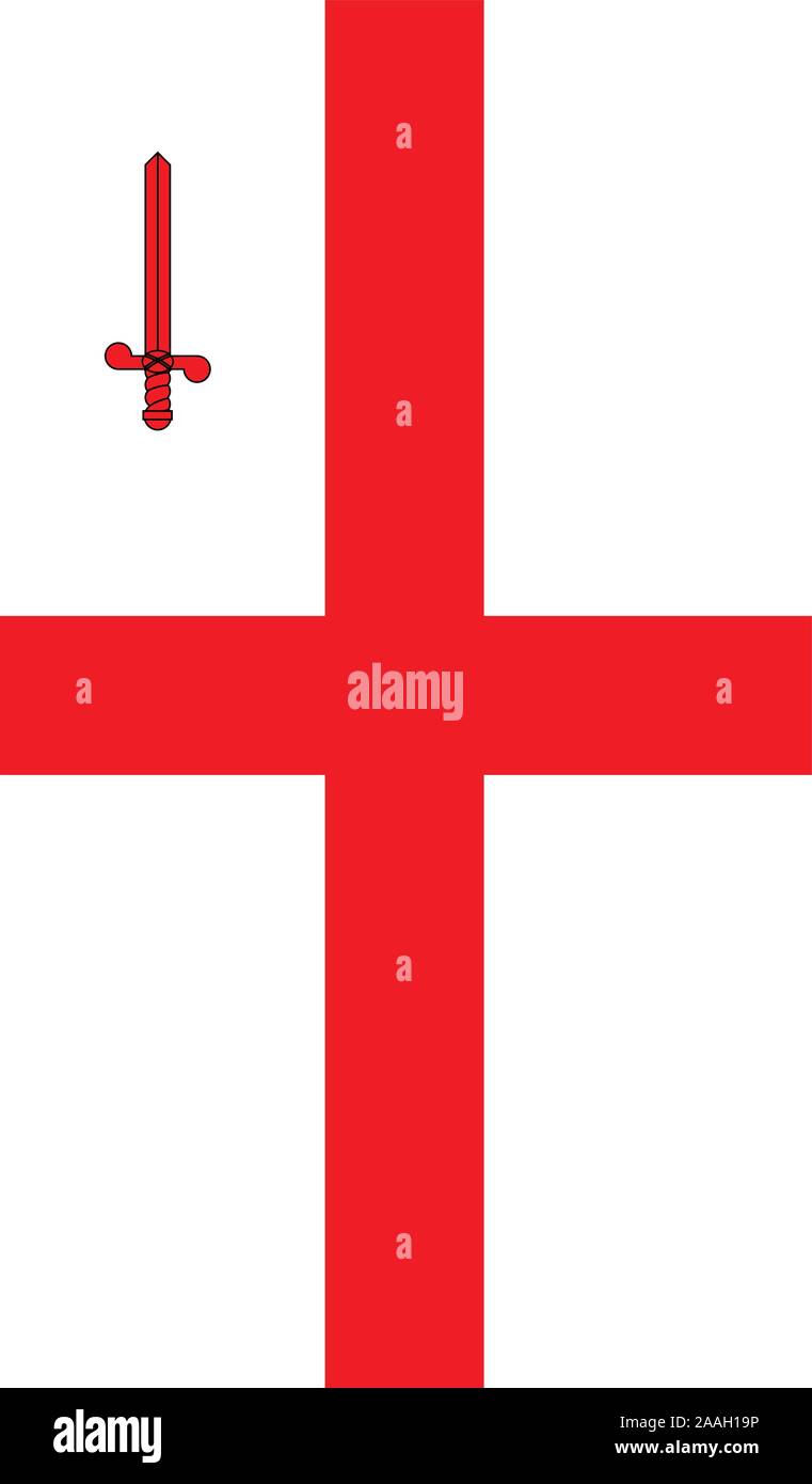 Die Flagge der Stadt London England in Rot und Weiß in hängenden Banner Format Stock Vektor