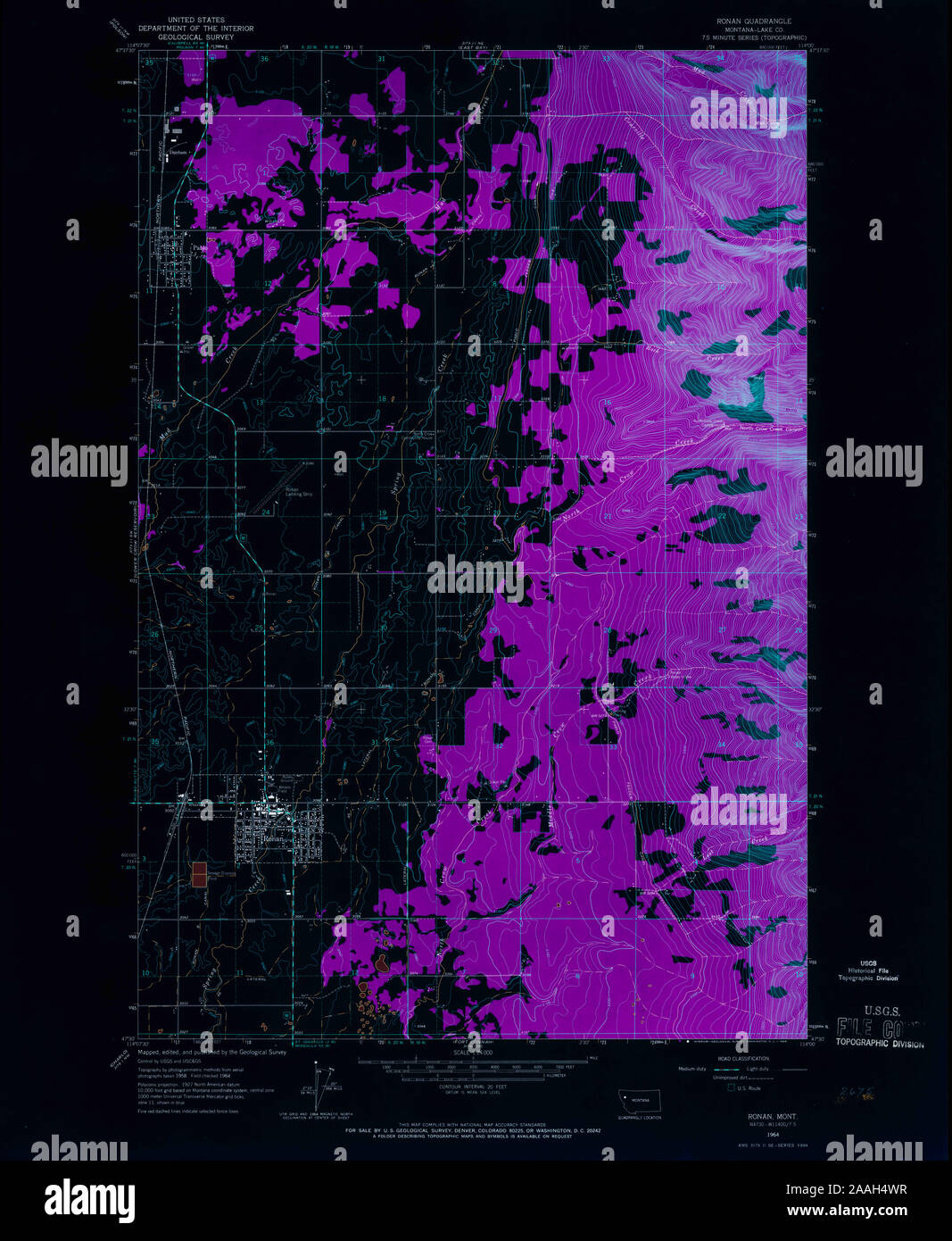 USGS TOPO Karte Montana MT Ronan 266401 1964 24000 geo Invertiert Wiederherstellung Stockfoto