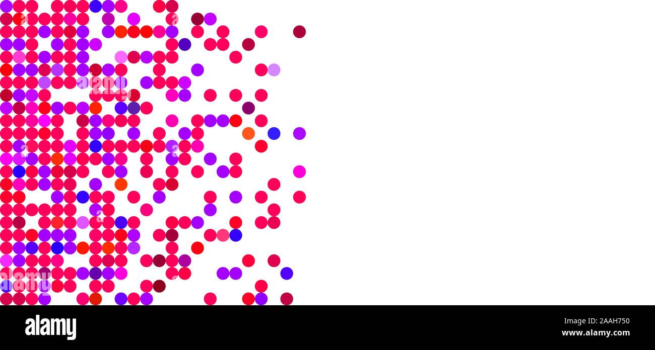 Pixel Hintergrund, Kreis Muster, Halbton horizontale rosa Flyer, geometrischer Vektor Farbe, Textur, digital Dots, digitales Mosaik banner Stock Vektor