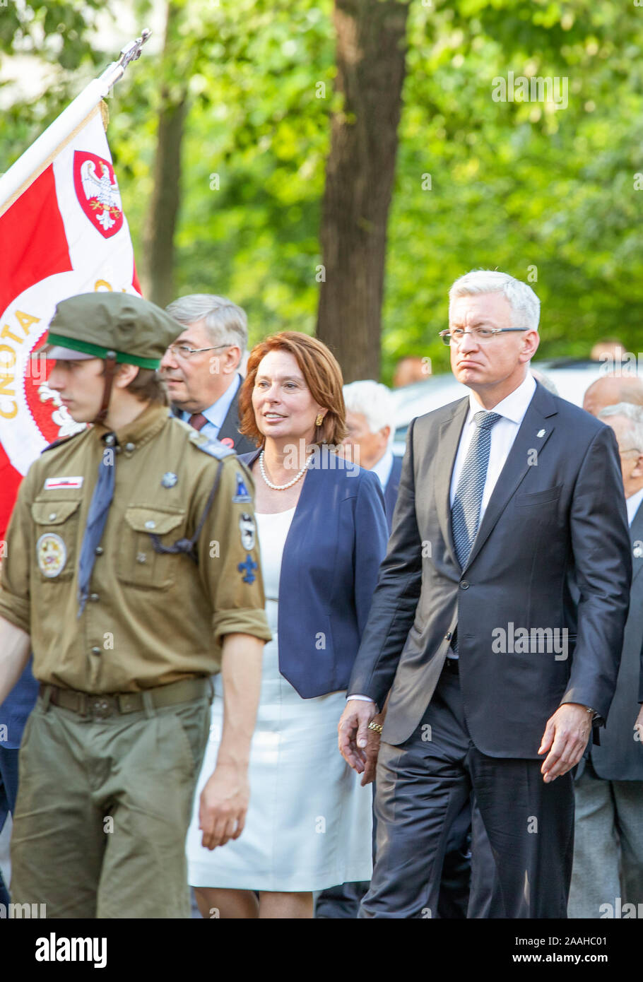 Poznan/Polen - zwei Kandidaten für die Präsidentschaftswahlen auf einem Foto - Jacek Jaskowiak und Malgorzata Kidawa Blonska. Zum Gedenken an den Juni 1956 Stockfoto