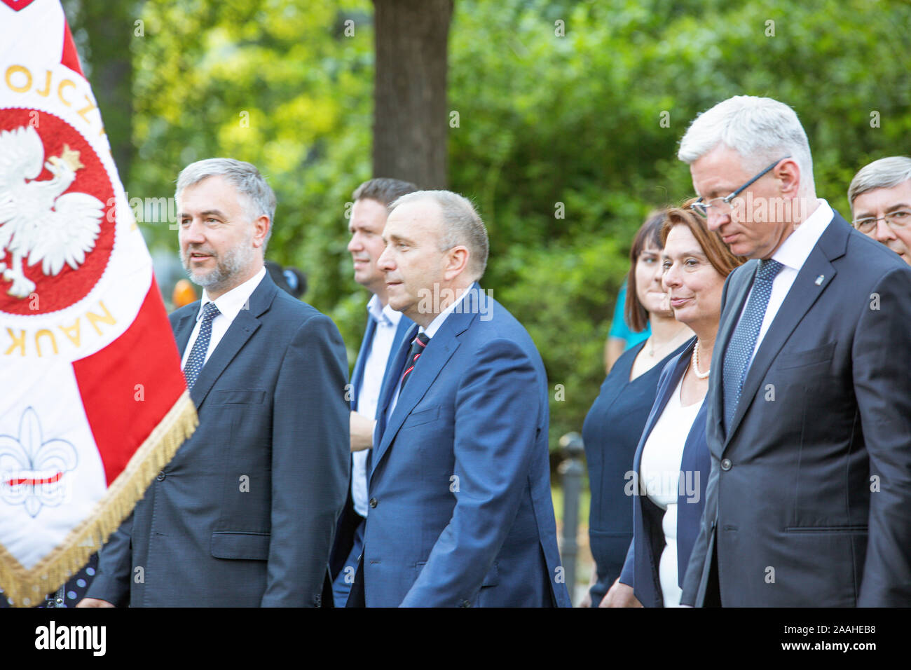 Poznan/Polen - zwei Kandidaten für die Präsidentschaftswahlen auf einem Foto - Jacek Jaskowiak und Malgorzata Kidawa Blonska. Zum Gedenken an den Juni 1956 Stockfoto