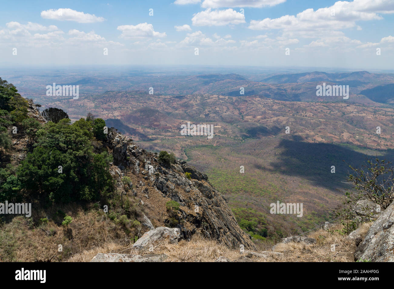 Blick nach Westen von Chipata Berg in Nkhotakota Wildlife Reserve, Malawi Stockfoto