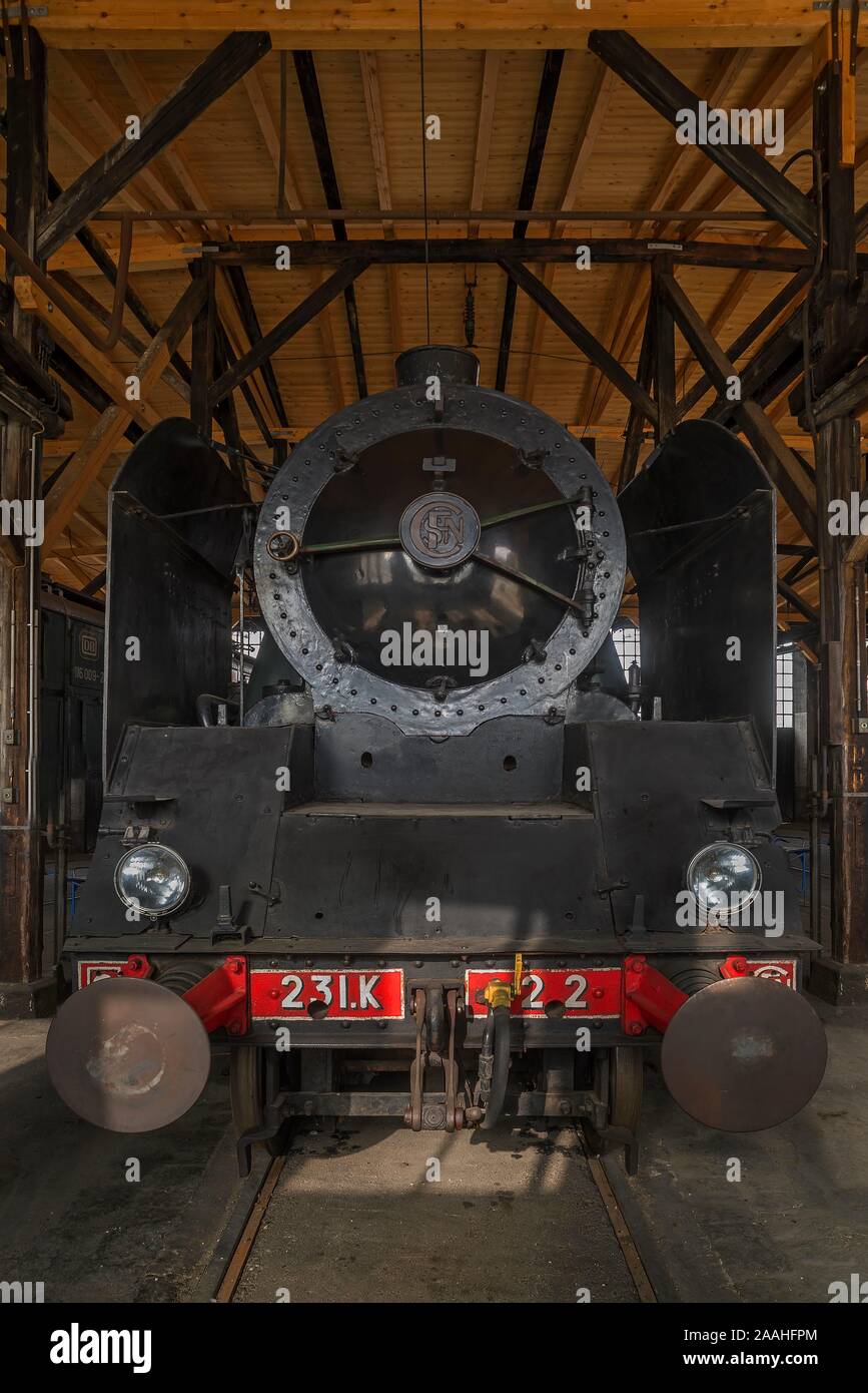 1917 baute der Französische Dampflok 231 K22 La France, 1969 verworfen, Rundhaus Europa bei der Bahn Park, Augsburg, Schwaben, Bayern, Deutschland Stockfoto