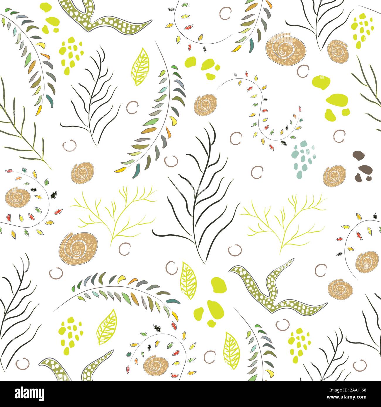 Algen nahtlose Muster. Moderne digitale Design. Marine, Sich wiederholendes Muster. Modern im skandinavischen Stil. Moderne Farben und Design. Stock Vektor