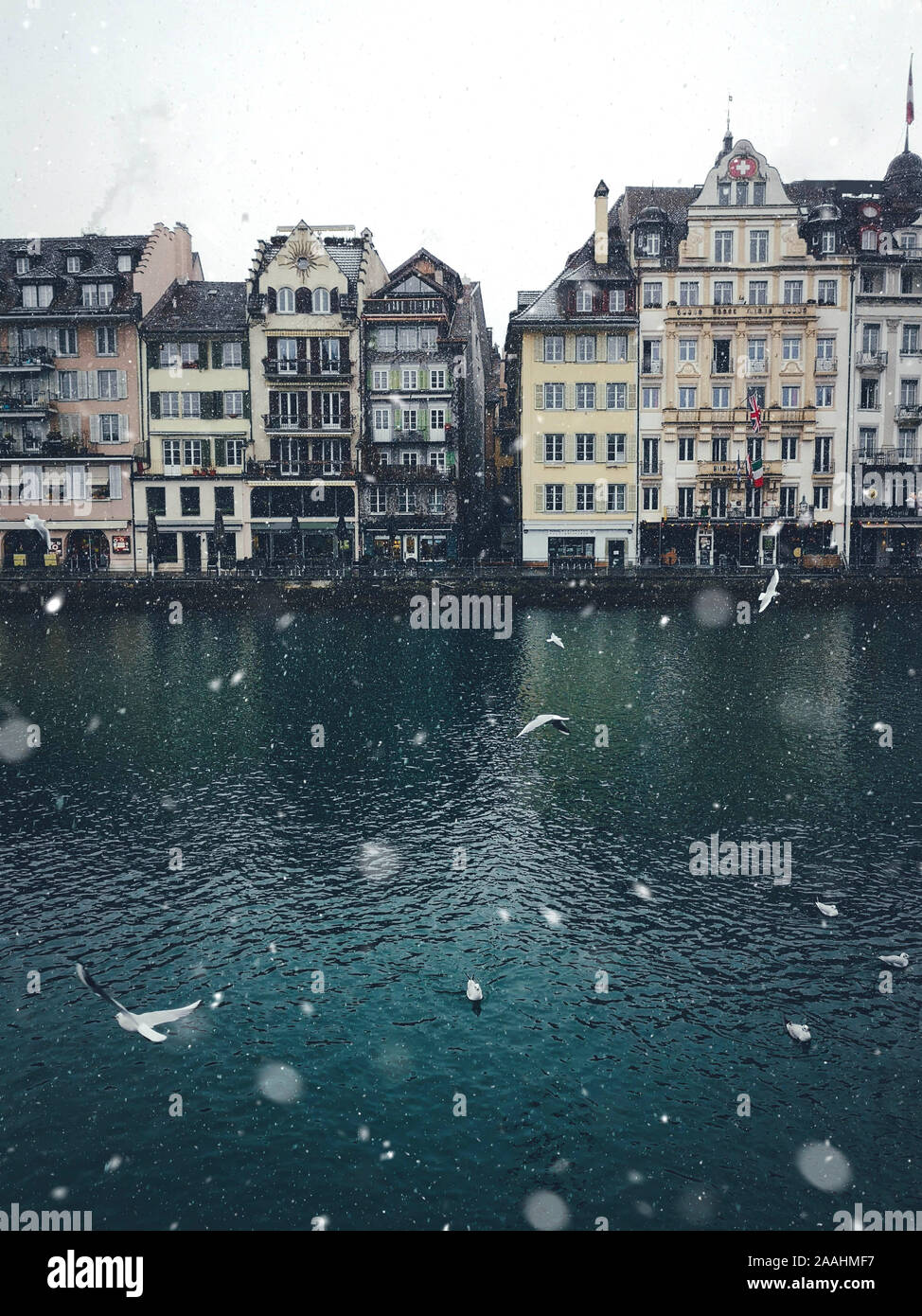 Luzern, Schweiz, historische Altstadt im Winter. Stockfoto