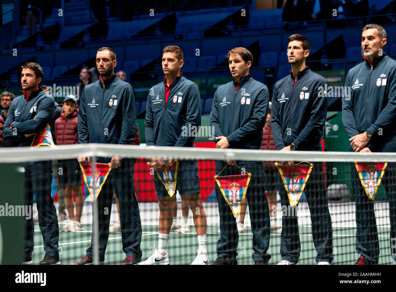 Caja Magica, Madrid, Spanien. 22. November 2019. Tennis: Davis Cup Madrid Russland vs Serbien - Serbisch Team. Caja Magica, Madrid, Spanien. Credit: EnriquePSans/Alamy leben Nachrichten Stockfoto