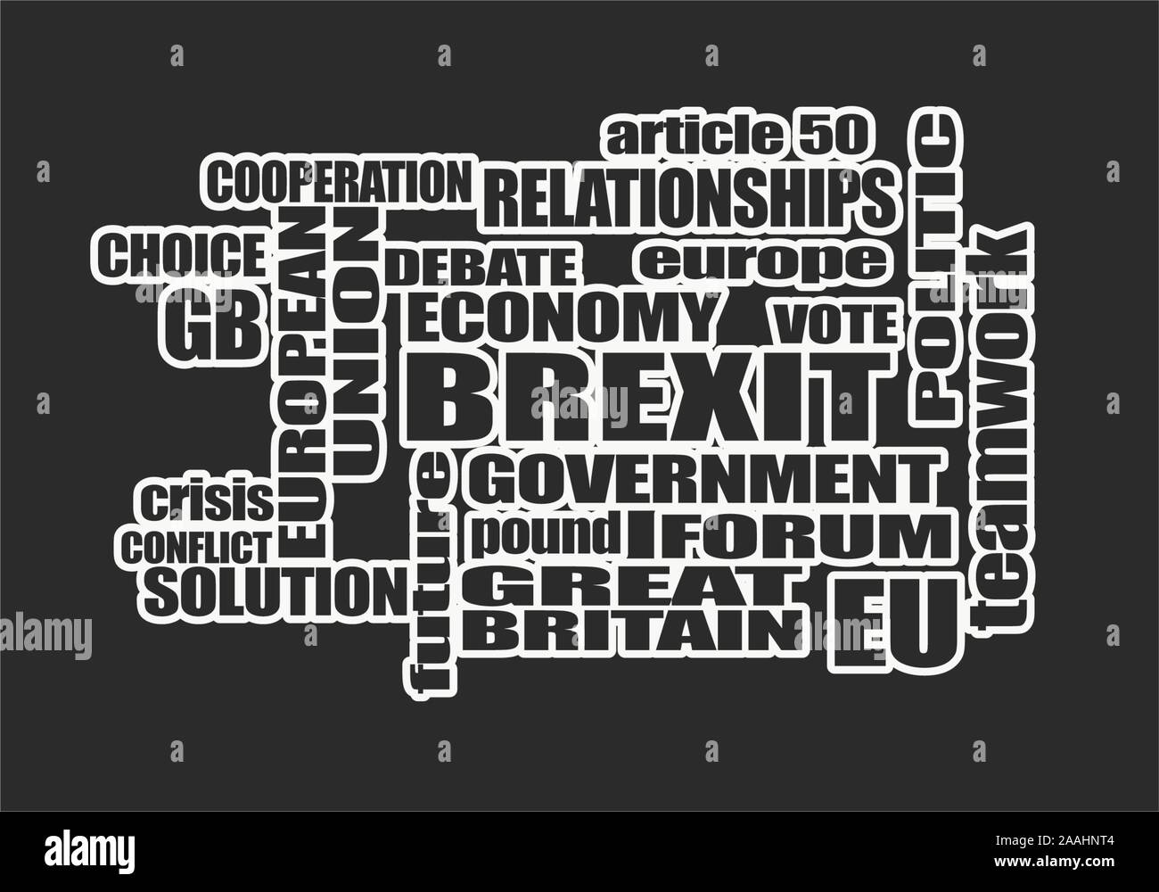 Vereinigtes Königreich verlassen Europa relative Worte cloud. Brexit namens Politik. Stock Vektor