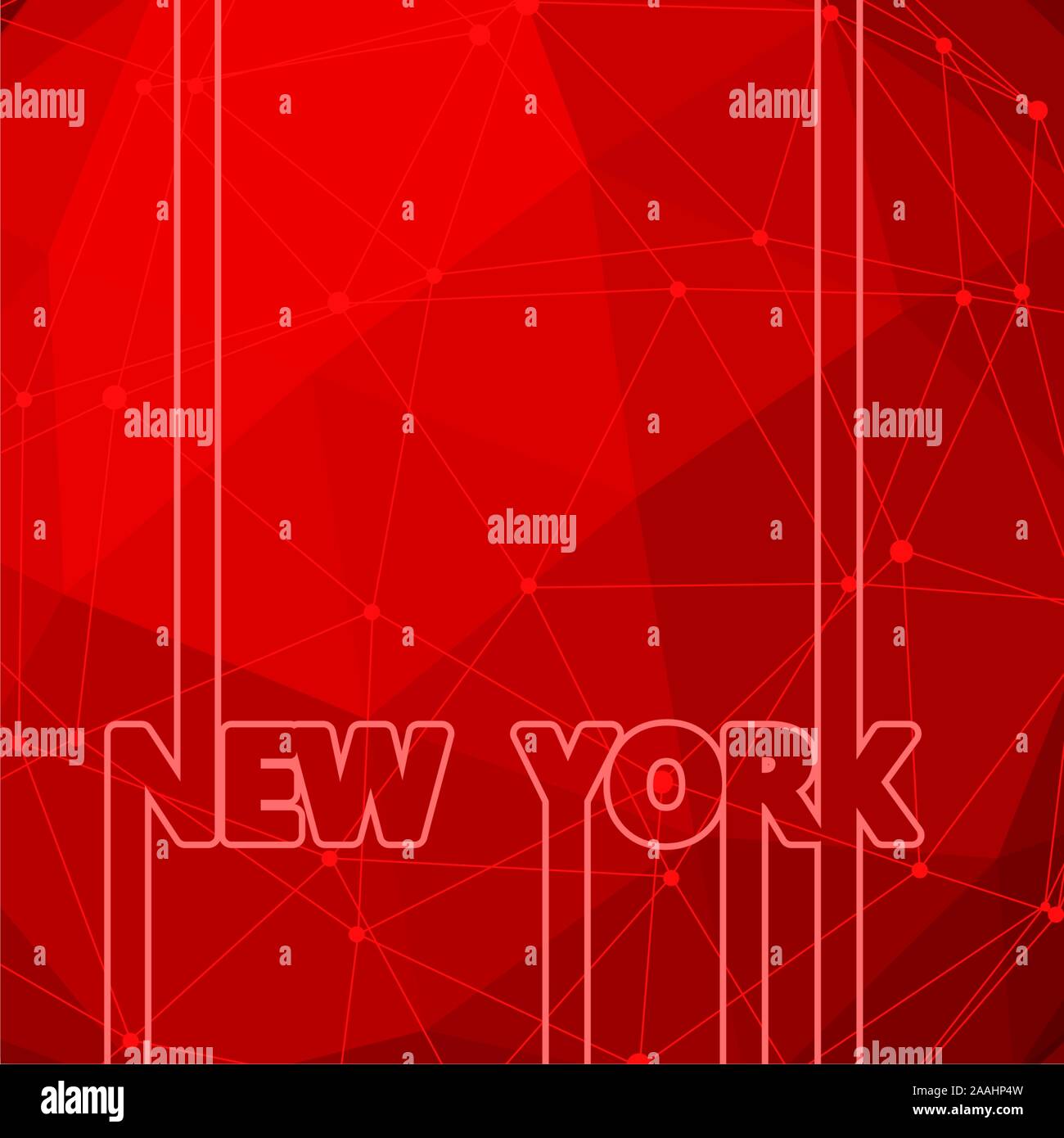 New York city Name in der Geometrie. Kreative vintage Typografie poster Konzept. Neonröhren Buchstaben. Molekül und Kommunikation Hintergrund. Co Stock Vektor