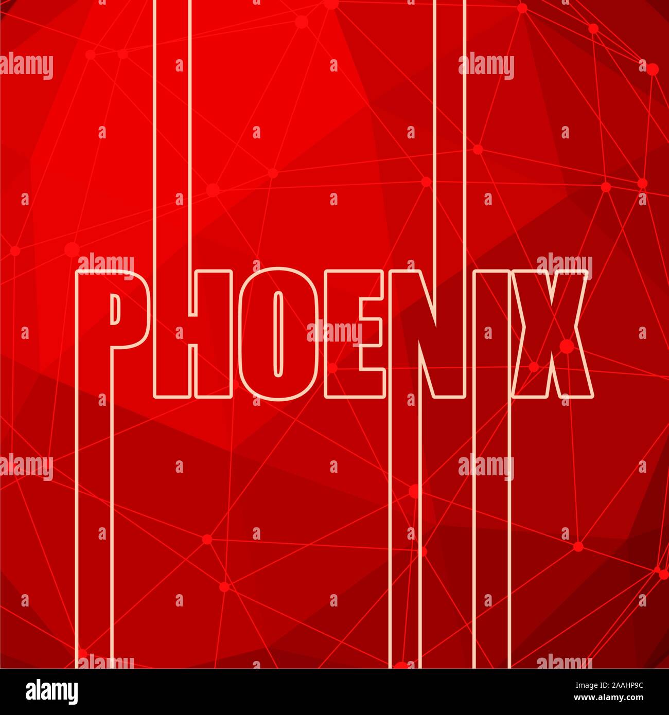 Phoenix City Name in der Geometrie. Kreative vintage Typografie poster Konzept. Molekül und Kommunikation Hintergrund. Angeschlossene Leitungen mit Do Stock Vektor