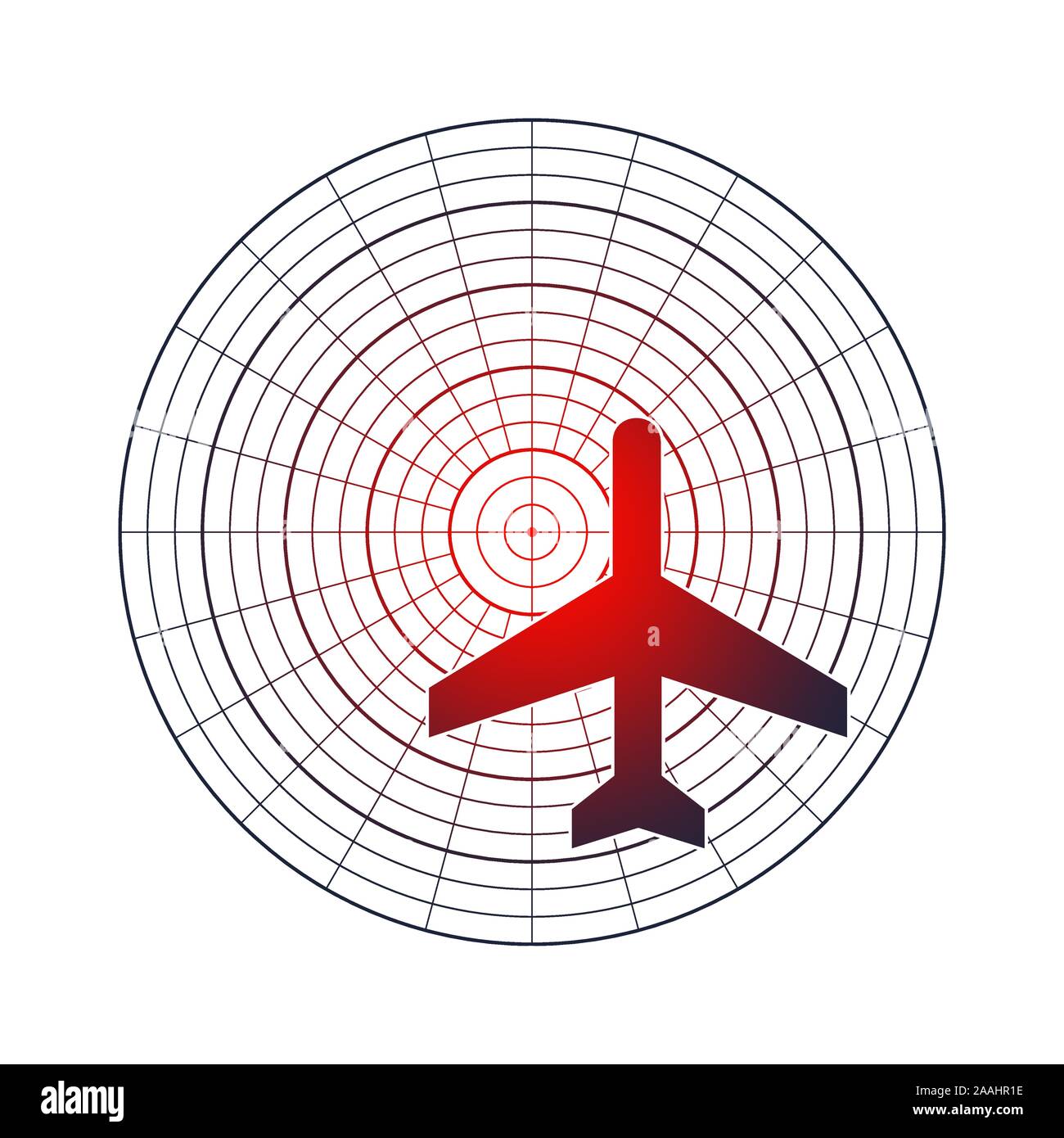 Flugzeug Silhouette am Radarschirm. Konzept der Aviation Technology Stock Vektor