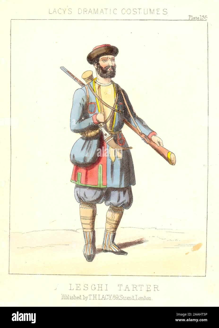 Handcolorierte Porträt einer Lesghi Tarter von T H Lacy, 89 Strand, London, 1865 veröffentlicht. Stockfoto