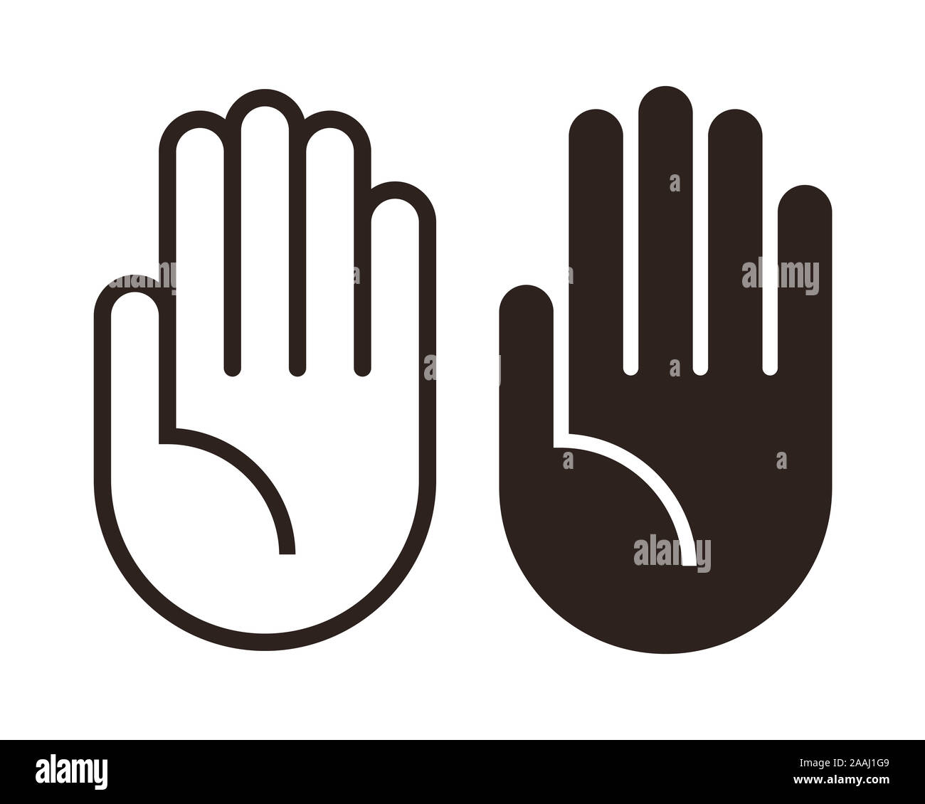 Hand Symbol auf weißem Hintergrund Stockfoto