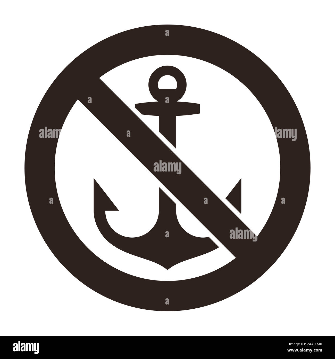 Keine Anker Zeichen auf weißem Hintergrund Stockfoto