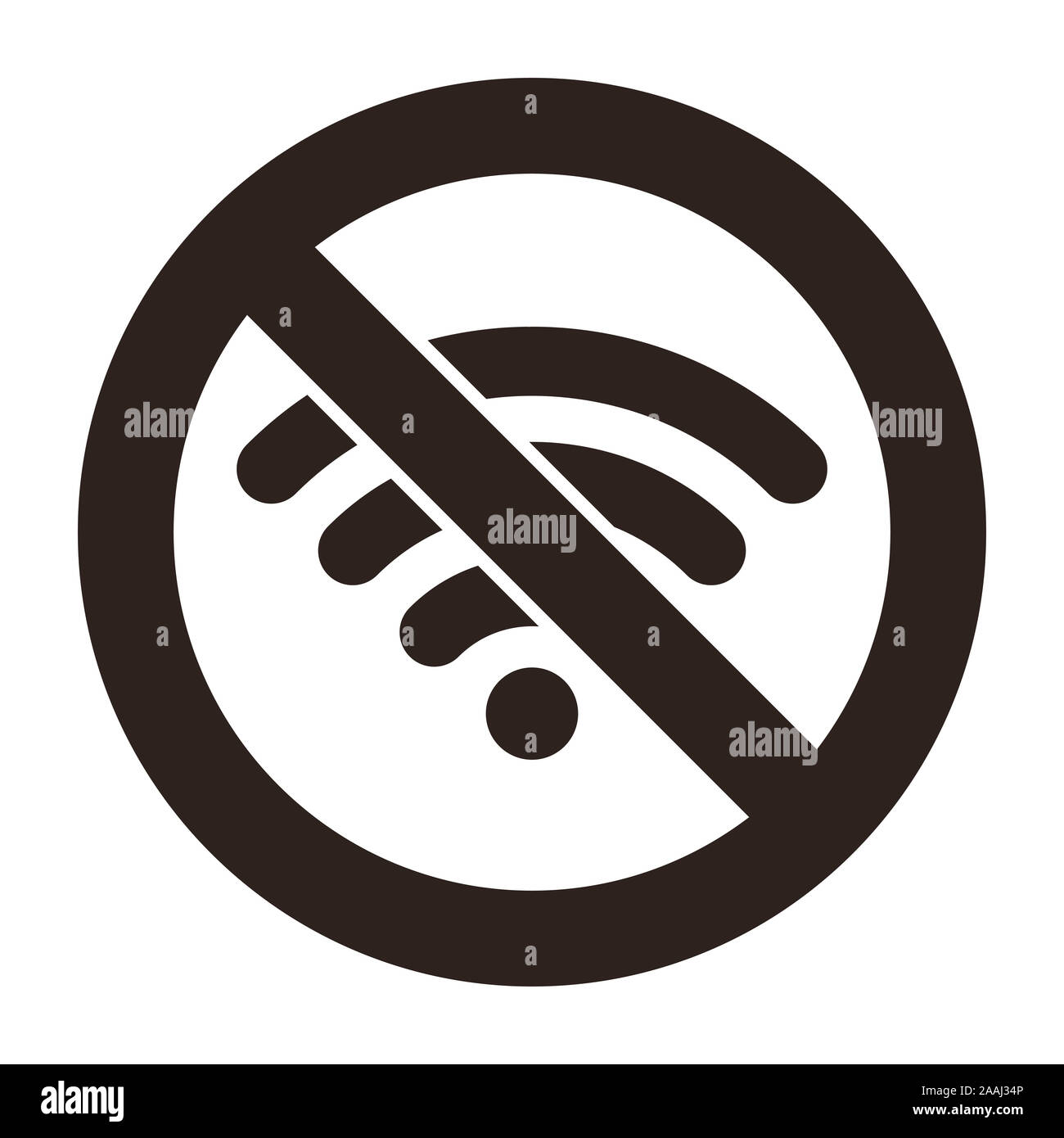 Kein Wifi Zeichen isoliert auf weißem Hintergrund Stockfoto