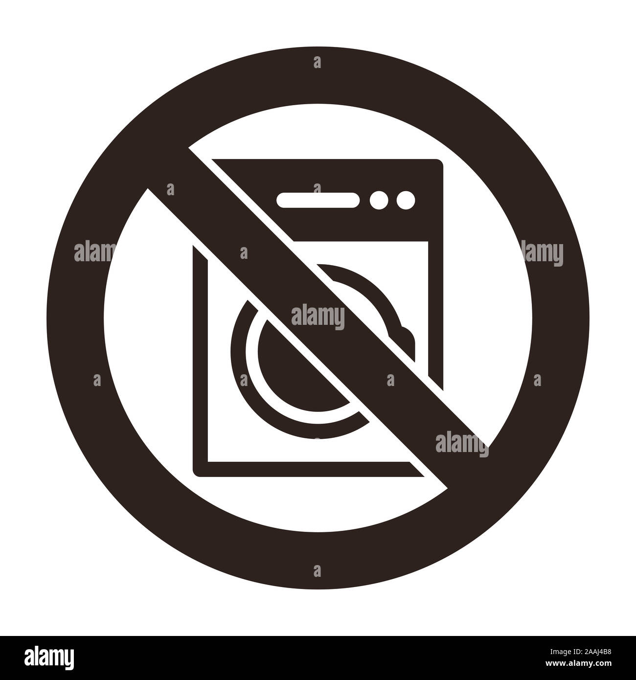 Keine Waschmaschine Zeichen auf weißem Hintergrund Stockfoto