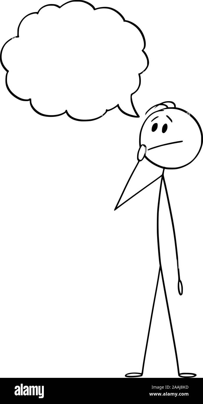 Vektor cartoon Strichmännchen Zeichnen konzeptionelle Darstellung der Mann oder Geschäftsmann Denken über das Problem und die Lösung. Stock Vektor