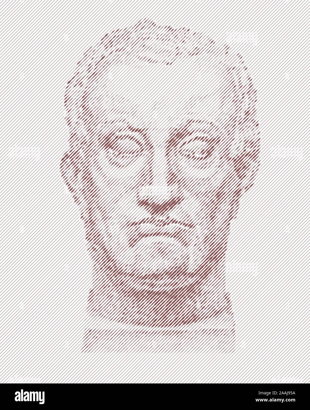 Vector Portrait von gattamelata von Donatello. Zeichnung Technik Stock Vektor