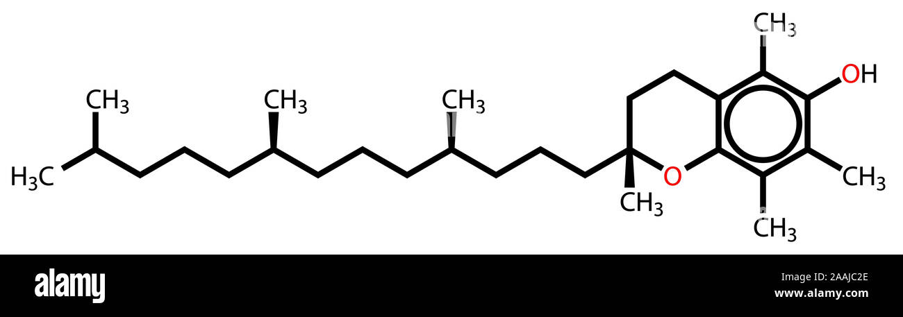 Α-Tocopherol (Vitamin E) Strukturformel Stockfoto