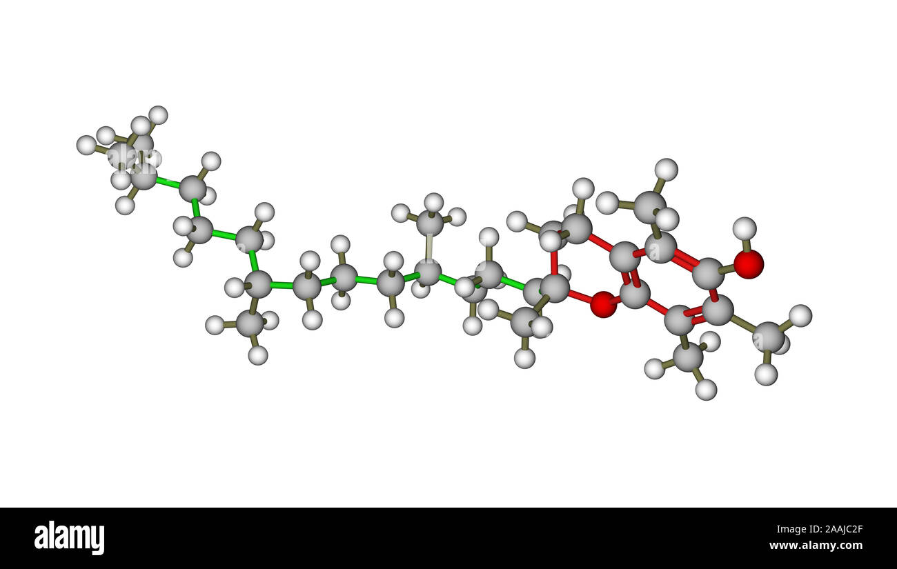 Molekulare Struktur von alpha-Tocopherol (Vitamin E) Stockfoto