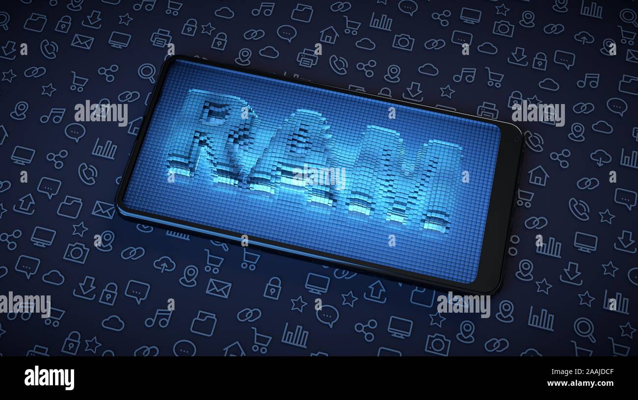 Mobiltelefone benötigen mehr RAM Leistung in Anwendungen zu verbessern. Stockfoto