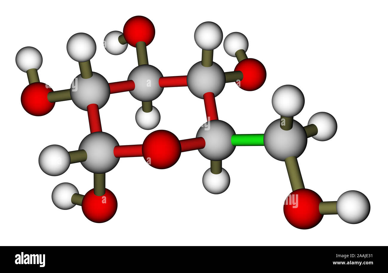 Glukose (α-D-glucopyranose) molekulare Struktur Stockfoto