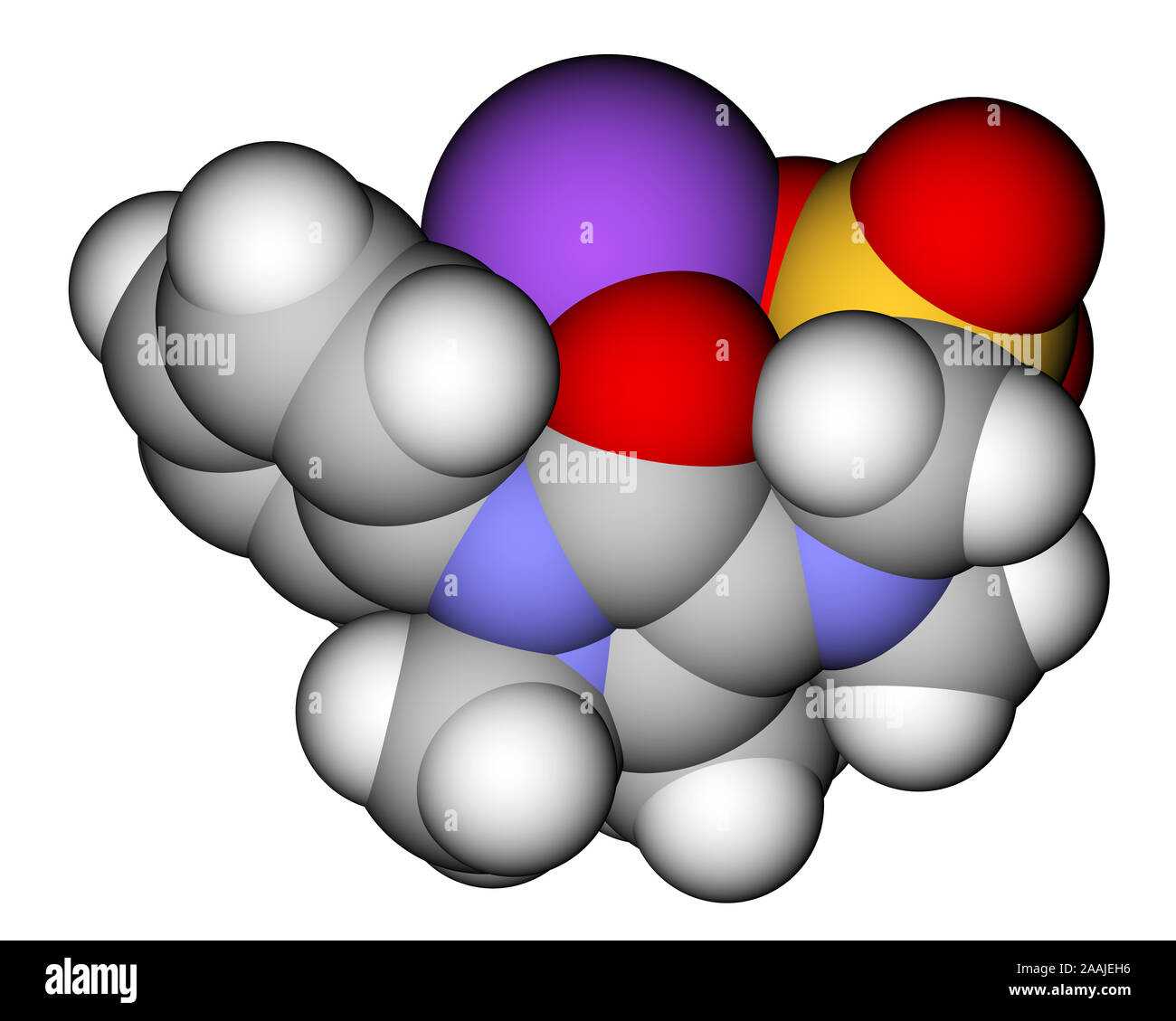 Metamizol, eine analgetische und antipyretische Droge. 3D-Struktur Stockfoto