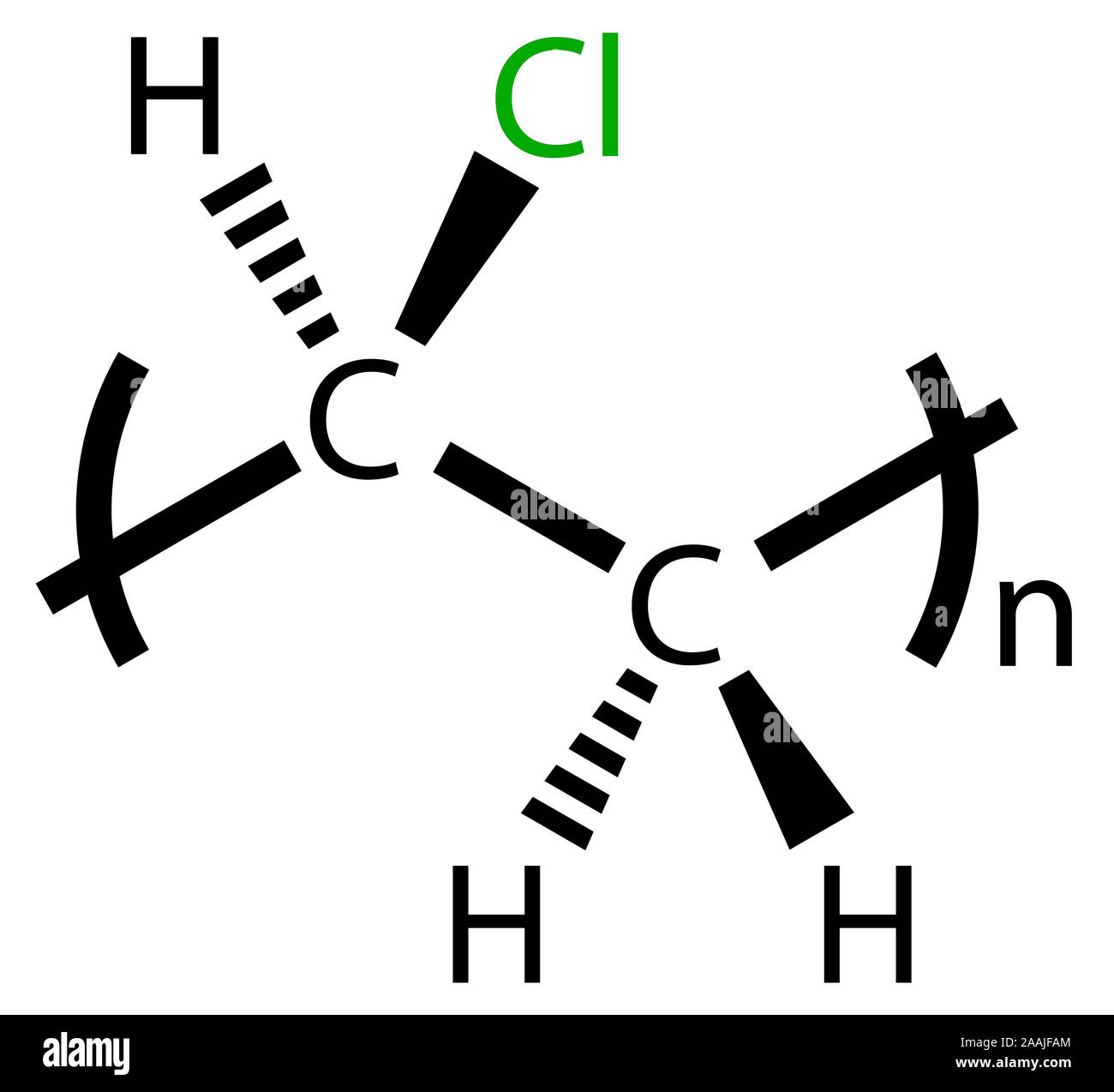 Polyvinylchlorid (PVC) Strukturformel Stockfoto