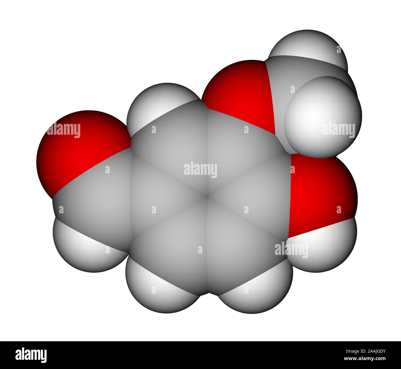 Vanillin raumfüllende molekularen Modell Stockfoto