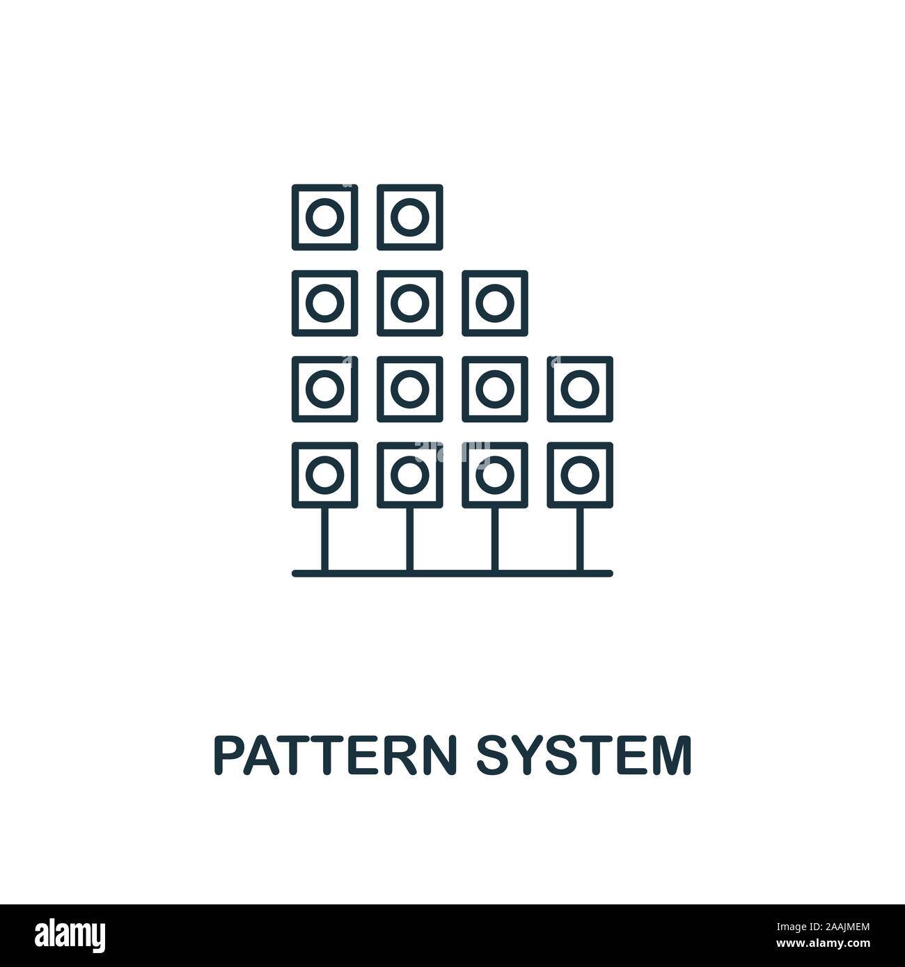 Muster Übersicht des Systems auf das Symbol. Thin Line Style von großen Daten icons Collection. Pixel Perfect einfaches Element Muster Symbol system für Web Design, Apps Stockfoto