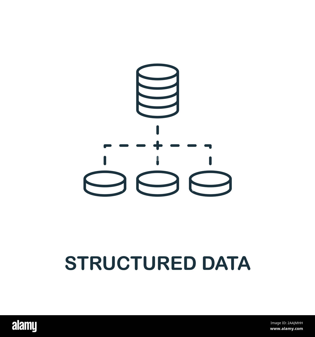 Strukturierte Daten Übersicht Symbol. Thin Line Style von großen Daten icons Collection. Pixel Perfect einfaches Element strukturierter Daten Symbol für Web Design, Apps Stockfoto