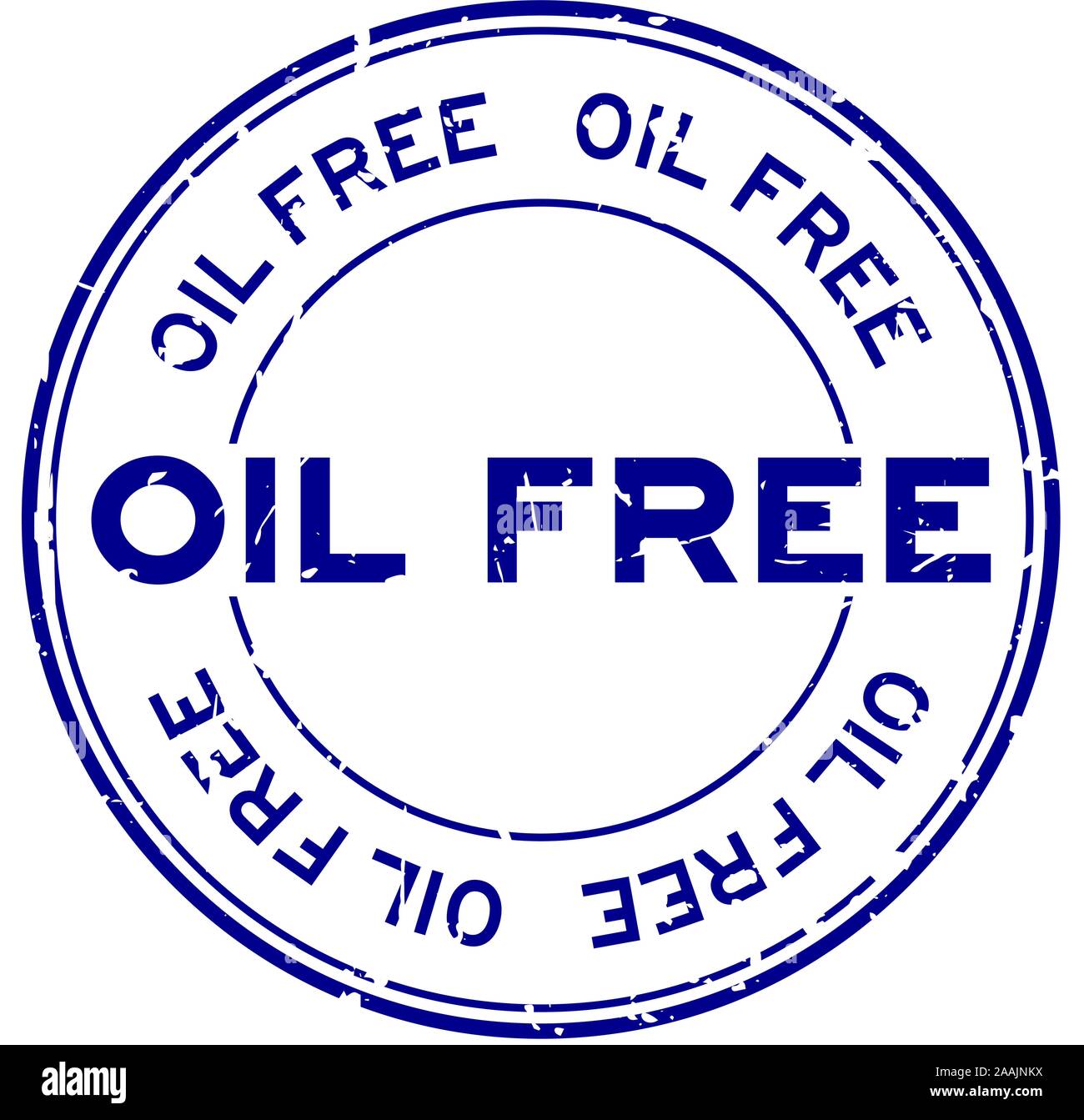 Grunge blau Öl freies Wort runde Gummidichtung Stempel auf weißem Hintergrund Stock Vektor