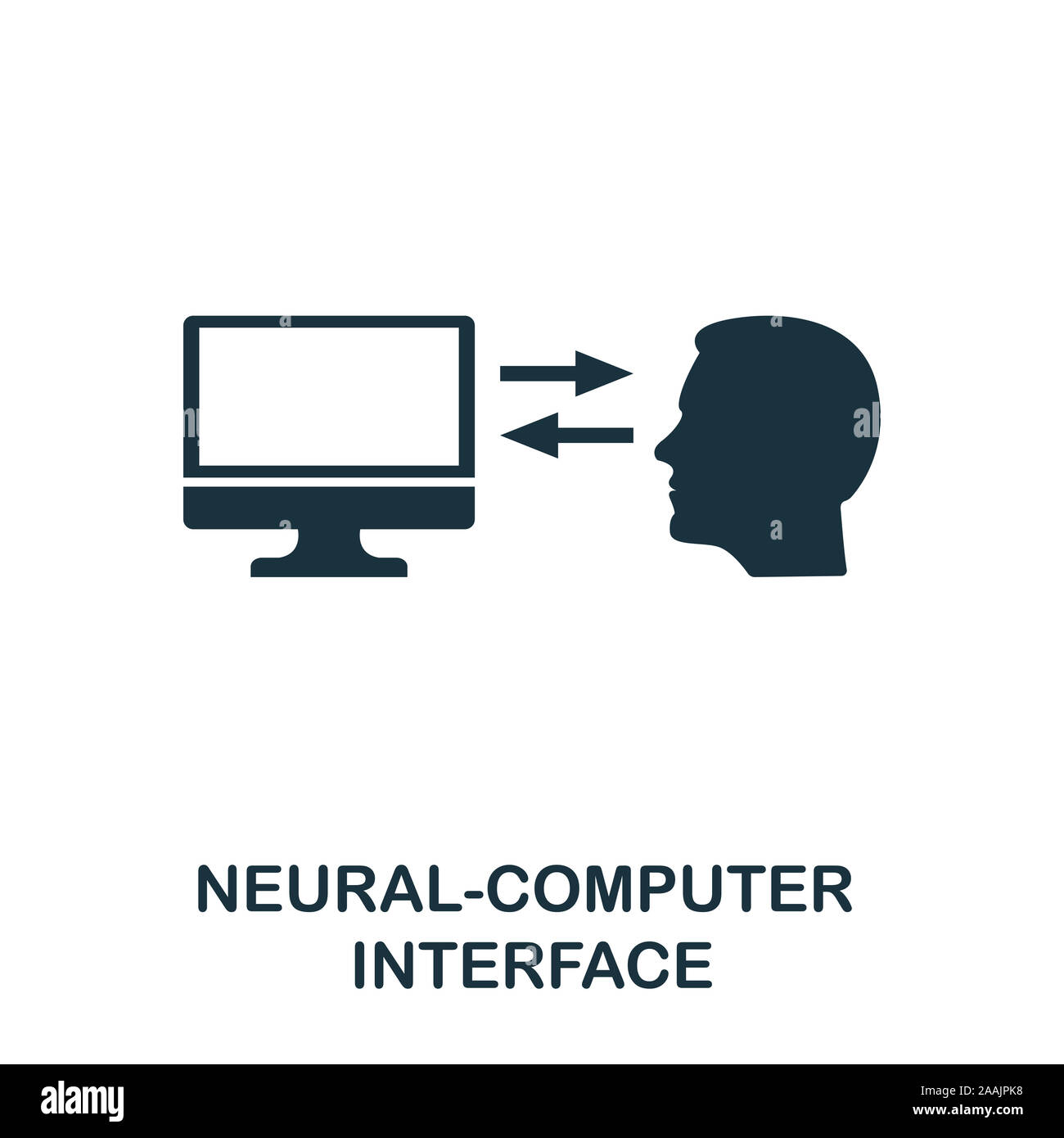 Neural-Computer Schnittstelle Symbol. Premium Design von künftigen Technologie icons Collection. Pixel Perfect Neural-Computer Schnittstelle Symbol für Web Stockfoto