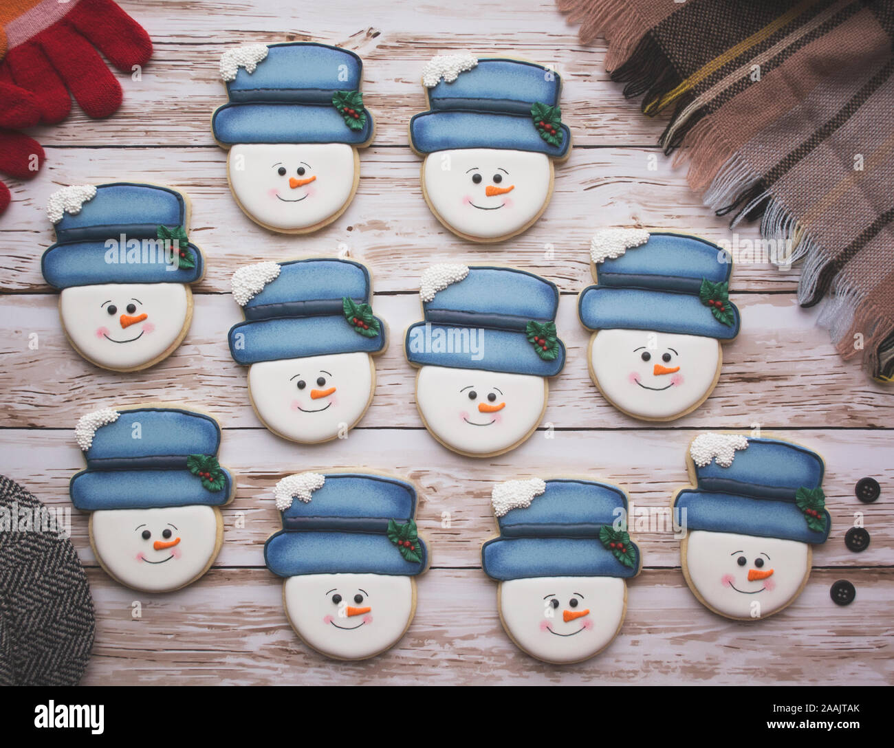 Schneemann Cookies Stockfoto