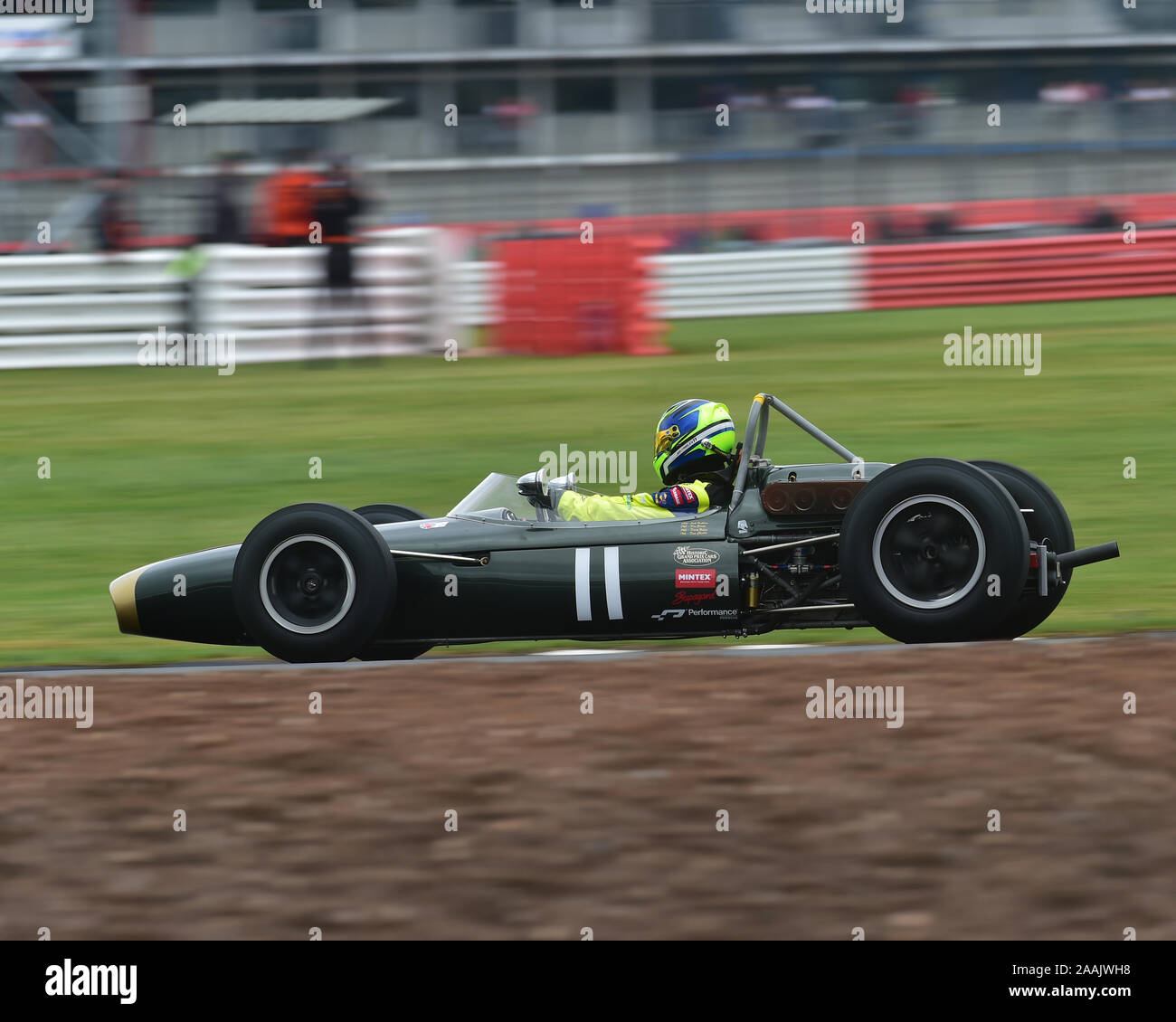 John fairley, Brabham BT 11/19, Gallet Trophäe für Pre' 66 Grand Prix Autos, HGPCA, Silverstone Classic, Juli 2019, Silverstone, Chris McEvoy, Stromkreis ra Stockfoto