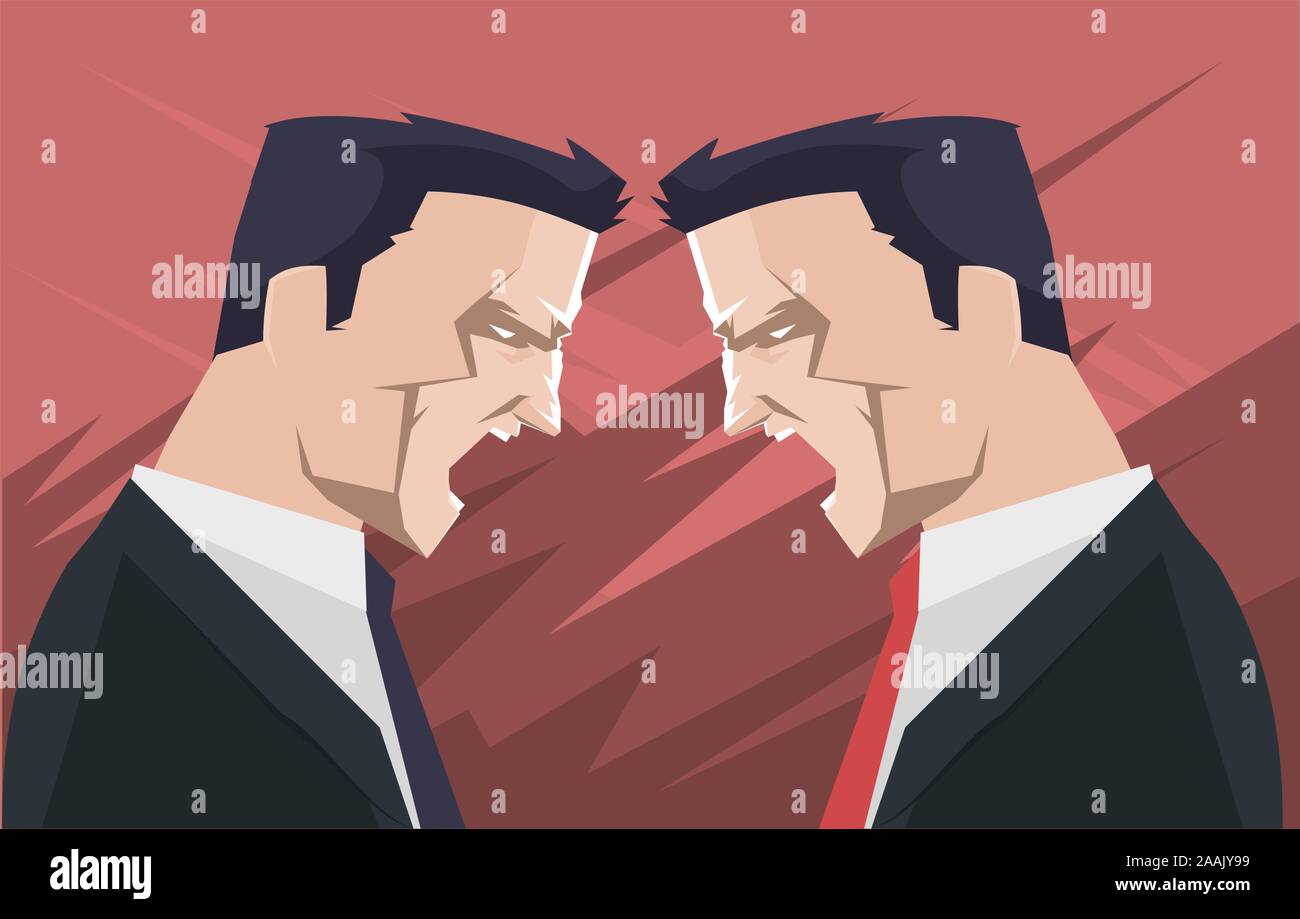 Unternehmer Leute schreien und schreien, mit zwei Männern im business meeting Vektor-illustration streiten. Stock Vektor