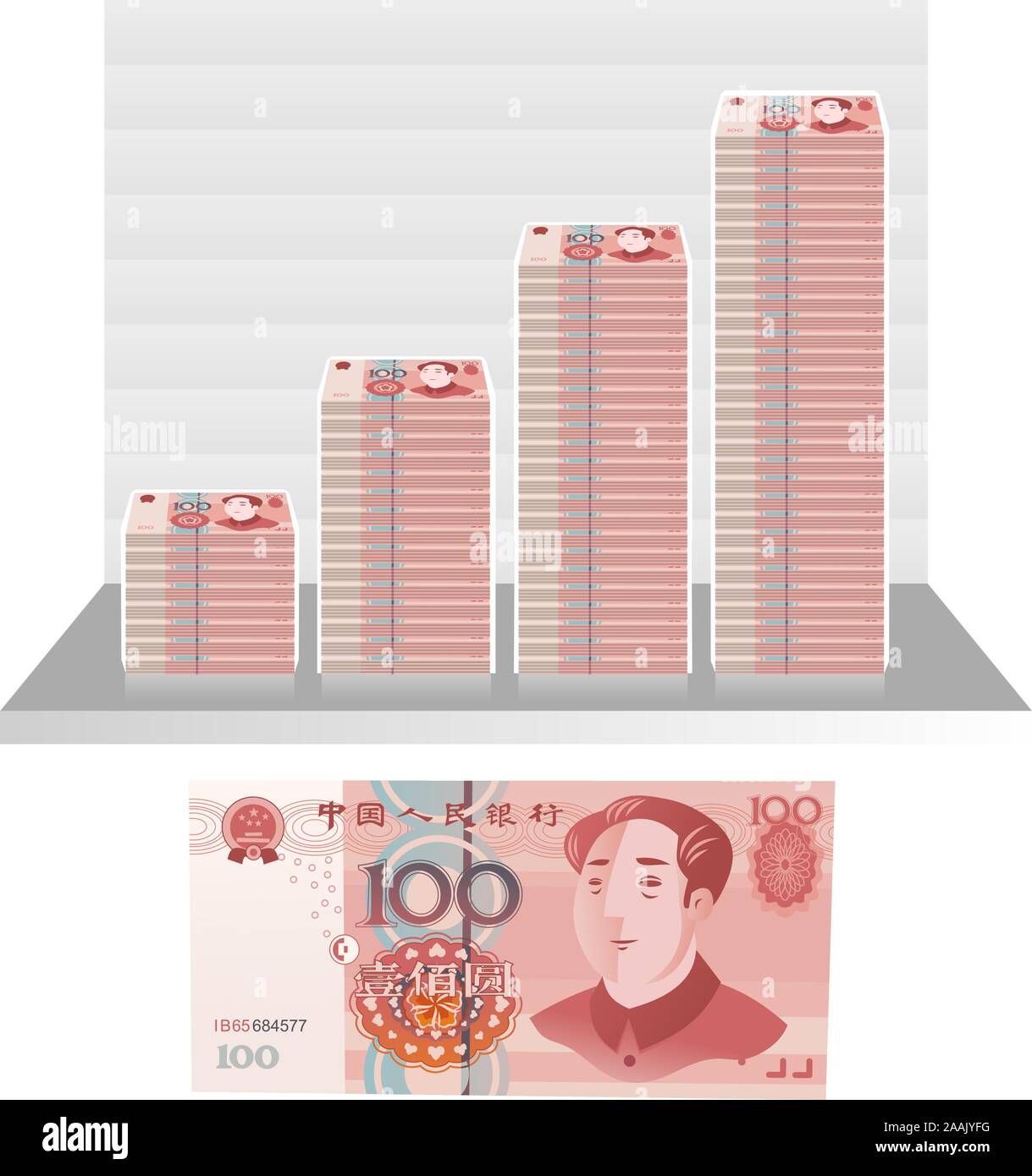 Chinese Yuan Bill graph Vektor illustration Stock Vektor
