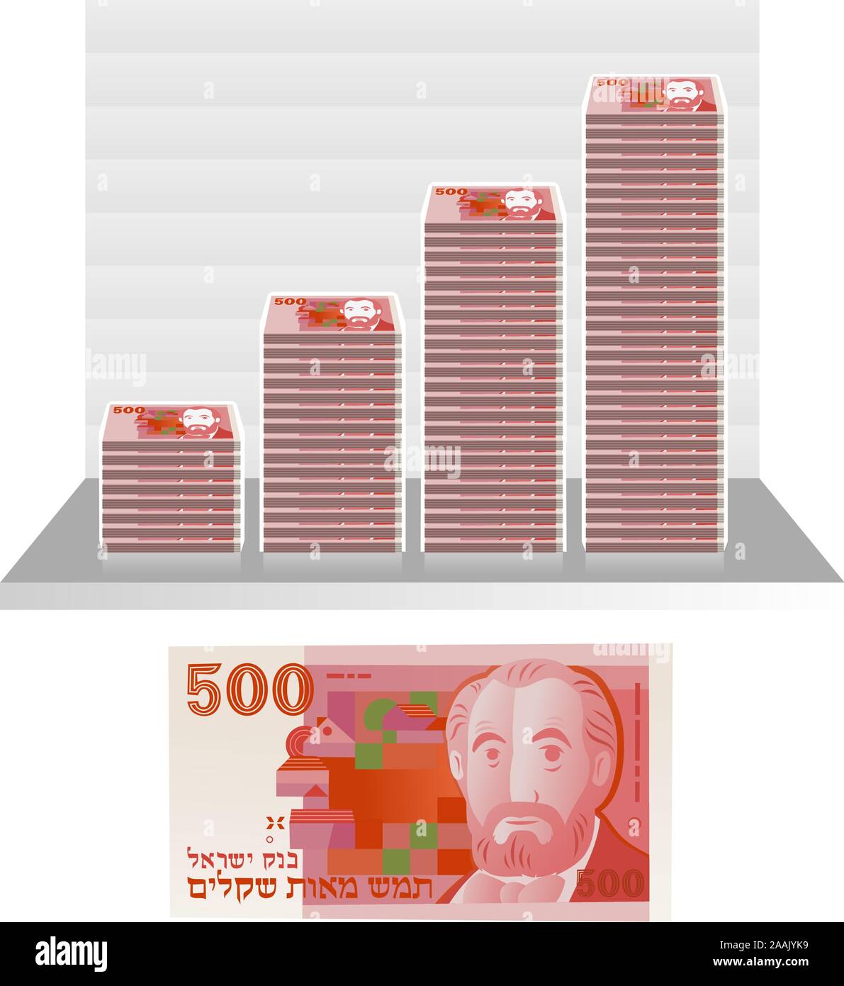Israelische Schekel Bill graph Vektor Illustration. Stock Vektor
