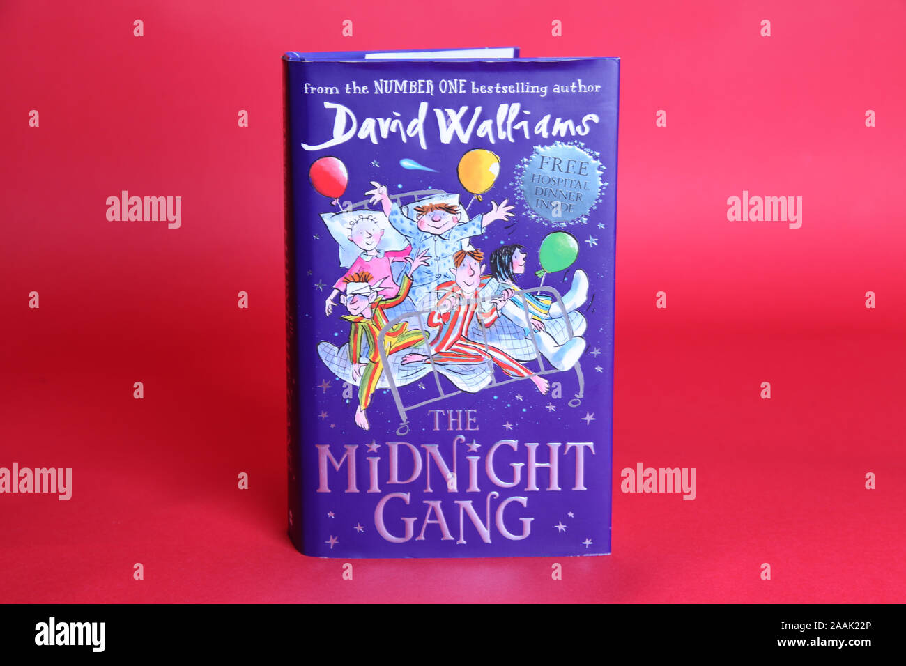 David Walliams, die Mitternacht Schleifring, Hardcover Buch isoliert auf rotem Hintergrund Stockfoto