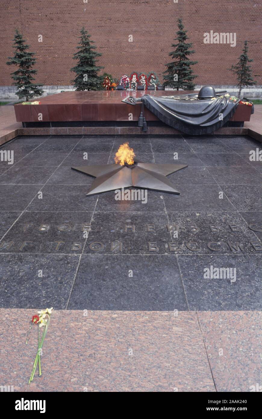 Moskau, Kreml, Alexanderpark, Denkmal des unbekannten Soldaten mit ewiger Flamme - Moskau, Kreml, Alexander Park, Grab des Unbekannten Soldaten mit Etern Stockfoto