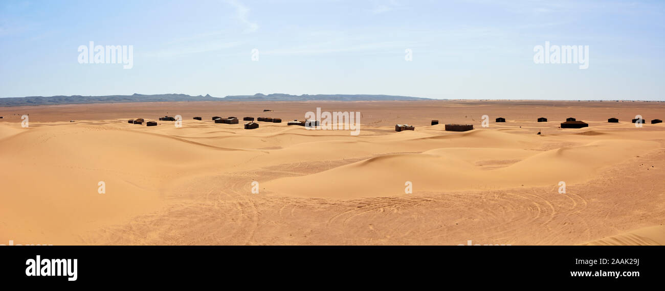 Erg Lehoudi Sand Dünen, Wüste Sahara. Marokko Stockfoto