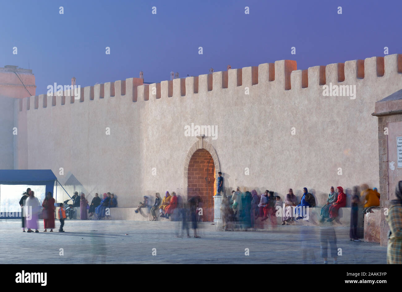 Die ummauerte Stadt Essaouira an der Place Moulay Hassan. Ein UNESCO-Weltkulturerbe, Marokko Stockfoto