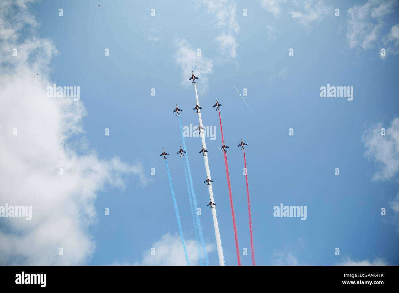 Patrouille de France, défilé aérien du 14 juillet Stockfoto