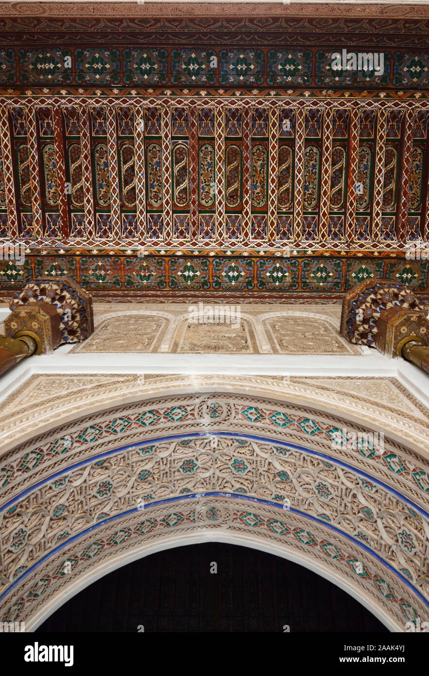 Der Bahia Palast wurde im späten 19. Jahrhundert erbaut. Marrakesch, Marokko Stockfoto